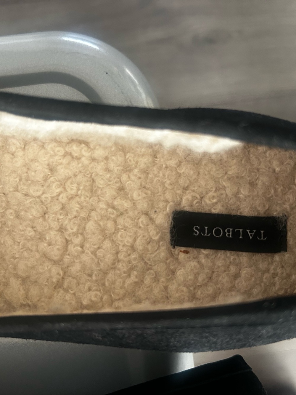 Talbots Black Slip-On Women's Slipper with Cream Shearling Lining